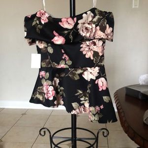 asymmetric floral top